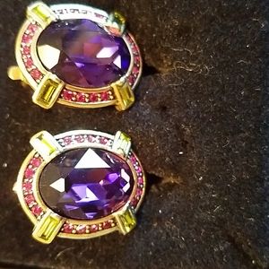 HEIDI DAUS MULTI COLORED CLIP ON EARRINGS IN ORIGINAL BOX $25.00